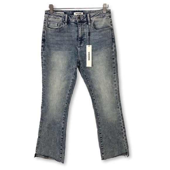 Vigoss Miley Pop Crop Denim Jeans Size 28 Light Wash Raw Hem - Picture 1 of 14